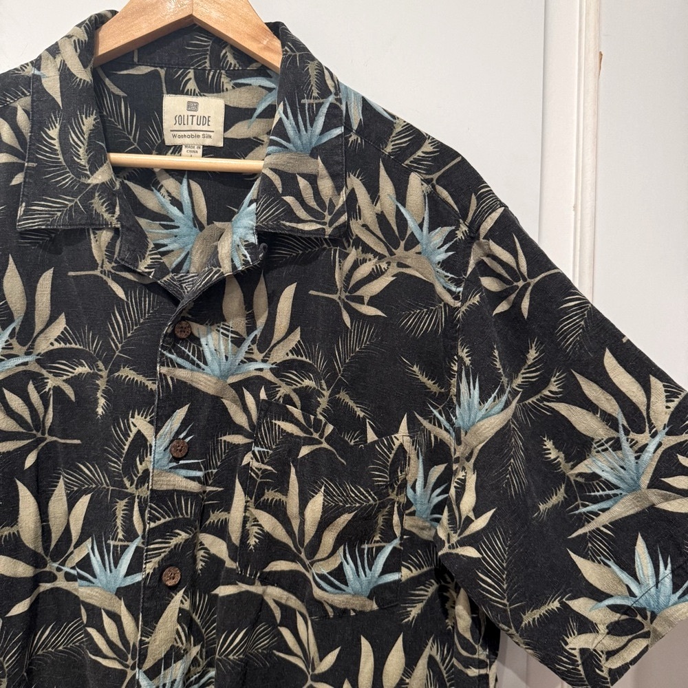 Solitude 100% silk Hawaiian shirt Washable silk size L vintage